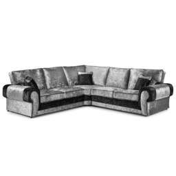 Rackhams Chelsea Crushed Velvet Full Back 5 Seater Corner Sofa - Mink - thumbnail 3