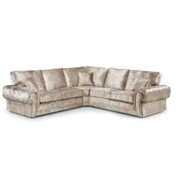 Rackhams Chelsea Crushed Velvet Full Back 5 Seater Corner Sofa - Mink - thumbnail 1