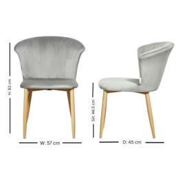 Rackhams Set of 2 Elsa Velvet Dining Chairs - Curved Back Design with Wooden Legs & Comfortable Padded Seating, Modern Accent Chairs - Velvet - Dining Chairs - Modern - thumbnail 6