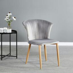 Rackhams Set of 2 Elsa Velvet Dining Chairs - Curved Back Design with Wooden Legs & Comfortable Padded Seating, Modern Accent Chairs - Velvet - Dining Chairs - Modern - thumbnail 2