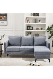 Rackhams 3-Seater Upholstered Corner Sectional Sofa - Grey - thumbnail 3