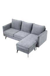 Rackhams 3-Seater Upholstered Corner Sectional Sofa - Grey - thumbnail 2