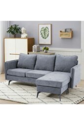 Rackhams 3-Seater Upholstered Corner Sectional Sofa - Grey