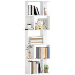 Rackhams 5-tier Display Shelving Storage Bookcase S Shape Bookshelf, White - 60L x 24W x 184.5H cm - White - 1 - thumbnail 6