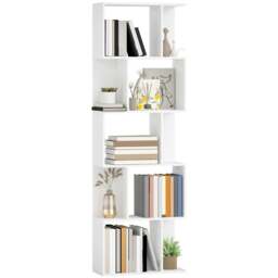 Rackhams 5-tier Display Shelving Storage Bookcase S Shape Bookshelf, White - 60L x 24W x 184.5H cm - White - 1 - thumbnail 2