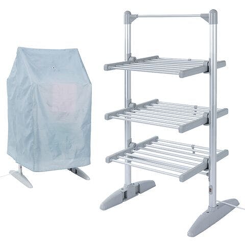 Rackhams EcoDry Electric Heated Clothes Airer with Cover 248W Foldable - image 1