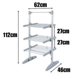Rackhams EcoDry Electric Heated Clothes Airer with Cover 248W Foldable - thumbnail 3