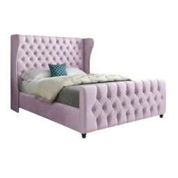 Rackhams Donati Straight Curved Top Upholstered Soft Velvet Bed Frame - Pink - Pink - Small single - thumbnail 5
