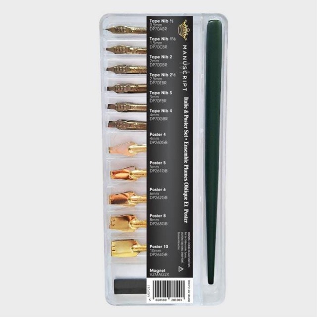 Rackhams Dip Pen Italic & Poster Nib & Pen Holder Set in Selection Box - image 1