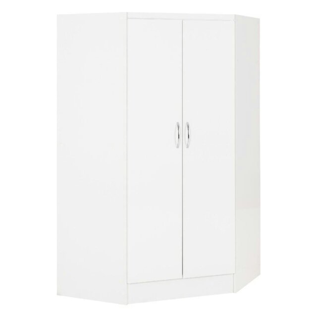 Rackhams Nevada 2 Door Corner Wardrobe - White Gloss - image 1