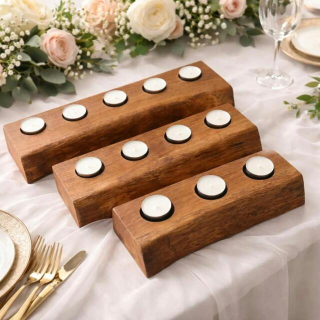Rackhams Chunky Live Edge Oak Tea Light Holder - Handmade From Sustainable Oak - 3 Tea Lights - image 1