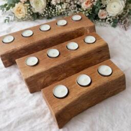 Rackhams Chunky Live Edge Oak Tea Light Holder - Handmade From Sustainable Oak - 3 Tea Lights - thumbnail 6