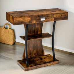 Rackhams Industrial Console Table T-Shaped Rustic Brown - thumbnail 4