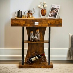 Rackhams Industrial Console Table T-Shaped Rustic Brown - thumbnail 6