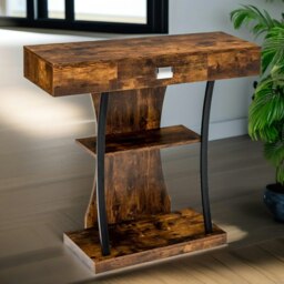 Rackhams Industrial Console Table T-Shaped Rustic Brown - thumbnail 3