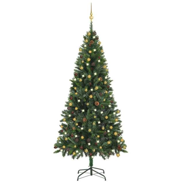 Rackhams Artificial Christmas Tree with LEDs&Ball Set Green 210 cm