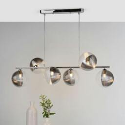 Rackhams Claudia 6 Light Silver & Glass Ceiling Pendant Bar - thumbnail 1