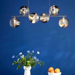 Rackhams Claudia 6 Light Silver & Glass Ceiling Pendant Bar - thumbnail 5