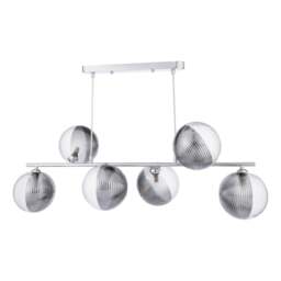 Rackhams Claudia 6 Light Silver & Glass Ceiling Pendant Bar - thumbnail 4
