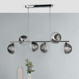 Rackhams Claudia 6 Light Silver & Glass Ceiling Pendant Bar - thumbnail 2