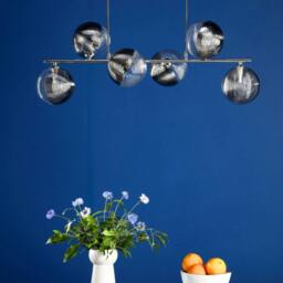 Rackhams Claudia 6 Light Silver & Glass Ceiling Pendant Bar - thumbnail 6