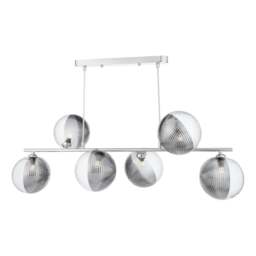 Rackhams Claudia 6 Light Silver & Glass Ceiling Pendant Bar - thumbnail 3