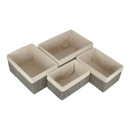 Rackhams White Cotton Paper Rope Storage Basket with White Cotton Lining - Medium - thumbnail 3