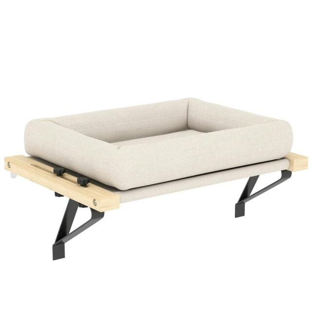 Rackhams Cat Radiator Bed, Adjustable Hanging Cat Hammock with Removable and Washable Cushion for Indoor Cats, Cream White