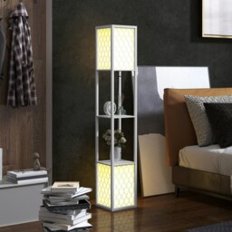 Rackhams 2-Light Modern Floor Lamp with Shelves for Living Room, White - thumbnail 3