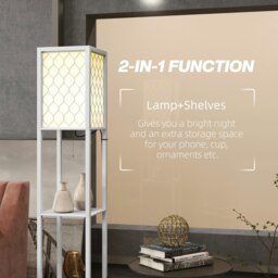 Rackhams 2-Light Modern Floor Lamp with Shelves for Living Room, White - thumbnail 5