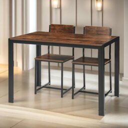 Rackhams Industrial Compact Dining Table Set With 1 Bench And 2 Chairs Rustic Brown - thumbnail 5