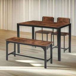 Rackhams Industrial Compact Dining Table Set With 1 Bench And 2 Chairs Rustic Brown - thumbnail 6