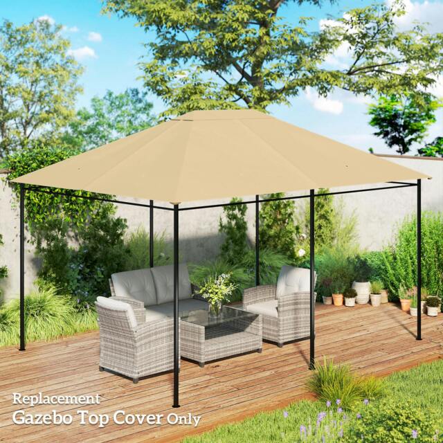 Rackhams 3 x 4m Gazebo Canopy Replacement Gazebo Roof Cover, Khaki - image 1