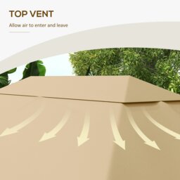 Rackhams 3 x 4m Gazebo Canopy Replacement Gazebo Roof Cover, Khaki - thumbnail 5