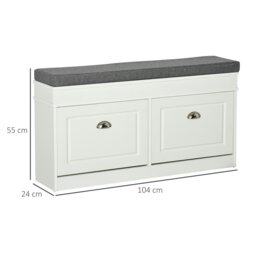 Rackhams Shoe Storage Bench with Seat Cushion Cabinet Organizer with 2 Drawers - thumbnail 4
