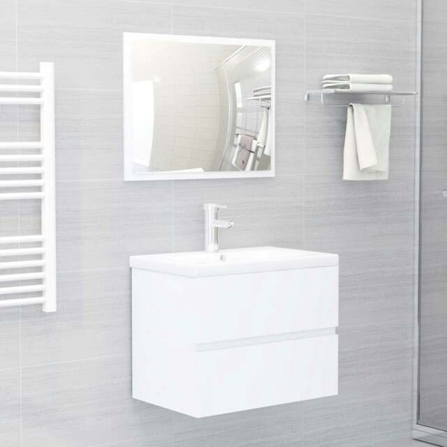 Rackhams Bathroom Furniture Set White Engineered Wood
