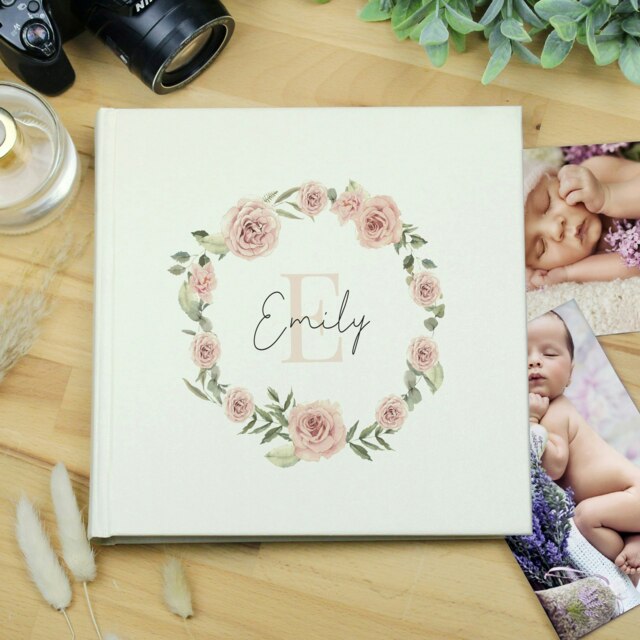 Rackhams Personalised Floral Wreath Square Photo Album - image 1