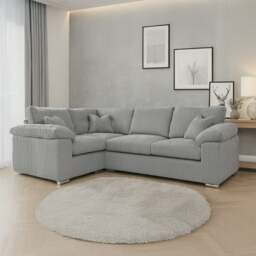 Rackhams Delta Full Jumbo Cord 4 Seater Corner Sofa - Silver - Left Hand Facing - thumbnail 1
