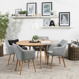 Rackhams Nagano Round Dining Table in Oak - Brown - No - Brown - thumbnail 3