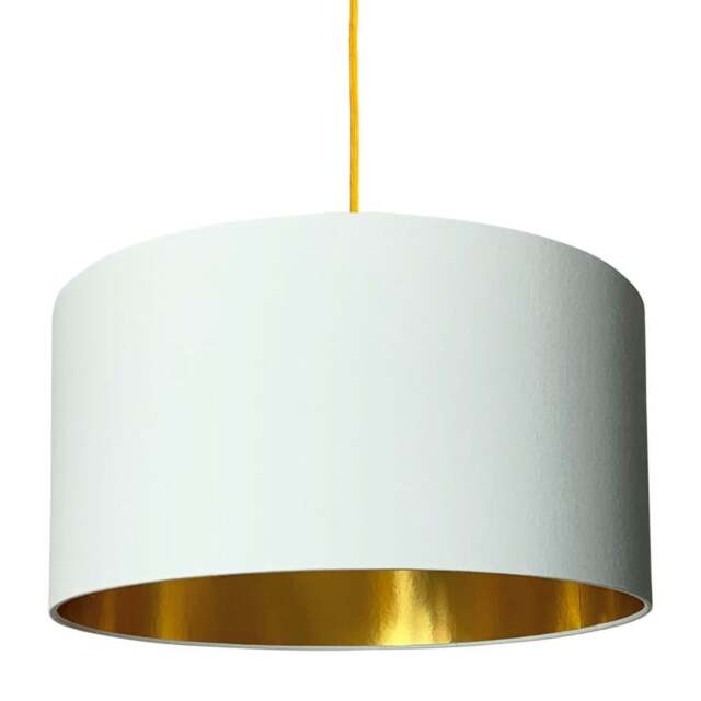 "Rackhams Crisp White Cotton Lampshade With Gold Lining - 45cm Diameter x 25cm Height / (18"" x 10"")" - image 1