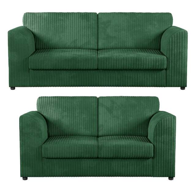 Rackhams Luxor Full Jumbo 3 + 2 Seater Sofa Set – Full Back - Green - image 1