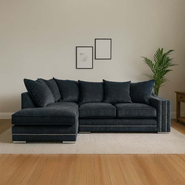 Rackhams Kensington Deluxe Chenille Corner Sofa - Charcoal Grey - Left Hand Facing - image 1