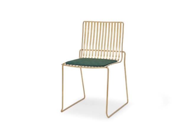 Rackhams Finn Dining Chairs - Brushed Brass - Green Seat Pad - image 1
