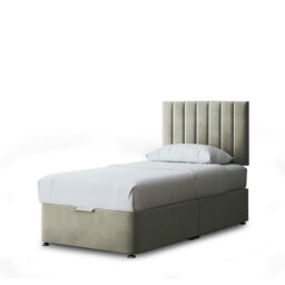 Rackhams Amelia Divan Bed with Upholstered Headboard - Two Drawers - Beige - Single - thumbnail 2