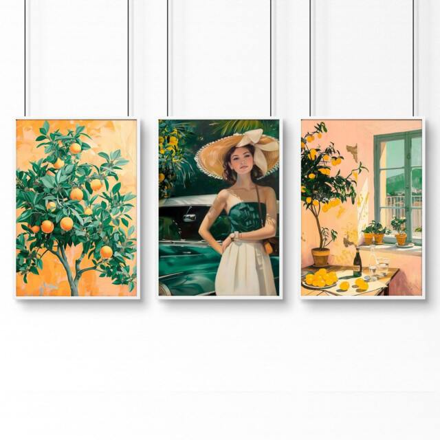 Rackhams Wall Art For Living Room Modern - Set of 3 Italian Lifestyle Wall art Prints - 20 x 30 in / 50 x 76 cm - Satin Photo paper 280 gsm - White Frame - image 1