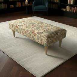 Rackhams Premium Patterned Lid Coffee Table Ottoman – Multi-Functional Luxury Bench (Non-Storage) - 48 x 48 Inches (120 x 120cm) - thumbnail 1