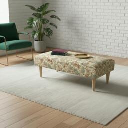 Rackhams Premium Patterned Lid Coffee Table Ottoman – Multi-Functional Luxury Bench (Non-Storage) - 48 x 48 Inches (120 x 120cm) - thumbnail 2