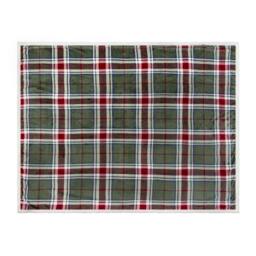 Rackhams Braemar Sherpa Fleece Tartan Throw - Berry/Pine - 140cm x 180cm - Berry/Pine - 100% Polyester - thumbnail 2