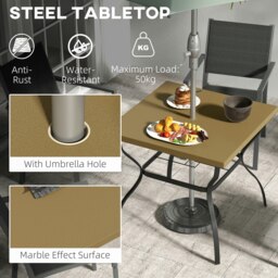 Rackhams Garden Dining Table w/ Umbrella Hole, Dining Table for 4, Brown - Brown - Steel - 80cm x 80cm x 74cm - thumbnail 3