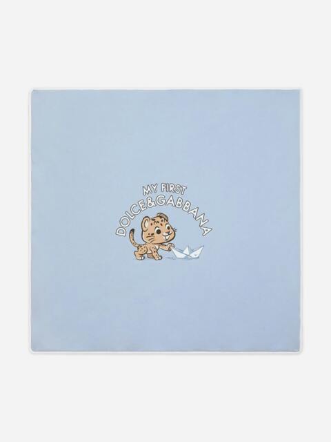 Rackhams Dolce & Gabbana Baby Boys Leopard Cub Logo Blanket in Blue (74cm) - Blue - One size - image 1